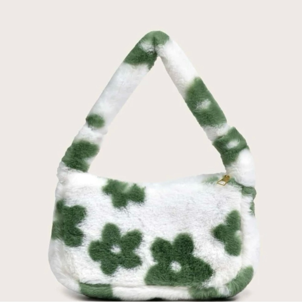 Mini faux fur teddy hand bang shoulder bag.